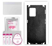 apgo Protective Skin Sticker for the back+sides compatible with Realme 9 Pro, Full Wrap Film, Foil, Vinyl - Pattern Black Leather