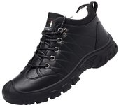 Botas cálidas de invierno para hombre, zapatos para caminar al aire libre, botas cortas informales para hombre, zapatillas de deporte para senderismo, botas de nieve de piel cálida, zapatillas deportivas informales 38 negro