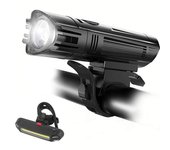 HJ-057 Super brillante USB recargable lámpara de bicicleta bicicleta de montaña luz de advertencia de paseo nocturno IPX45 negro