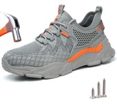 Zapatos de seguridad con aislamiento de 6 kV, zapatillas de trabajo para hombres y mujeres, botas de seguridad protectoras, antigolpes, antipinchazos, transpirables 37 gris