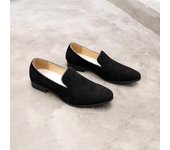 Versión coreana de zapatos de hombre, zapatos de cuero pequeños de verano, nuevos zapatos Doudou sin cordones, zapatos casuales, mocasines británicos sin cordones con punta puntiaguda para hombre 38 azul