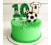 Velas para pastel de fiesta de fútbol con brillo verde, números del 0 al 9, decoración para tarta de cumpleaños infantil, deportes de fútbol