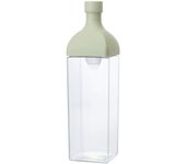 Jarra vertical y horizontal HARIO Kirk Bottle de 1200 ml de resina verde ahumado con colador de té, fabricada en Japón KAB-120-SG verde