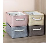 1 cesta de almacenamiento plegable de lino y algodón, organizador de juguetes para niños, caja de almacenamiento de ropa y artículos diversos, bolsa de almacenamiento para armario, cesta de lavandería WBL azul