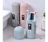 Tazas para enjuague bucal y cepillado, cilindro de dientes Simple, cubierta para pasta de dientes, caja de almacenamiento portátil para trajes de viaje color rosa