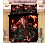 Juegos de cama de Demon Slayer, edredón de dibujos animados, ropa de cama para niños, tamaño individual y doble, ropa de cama suave, decoración del hogar, fundas nórdicas de anime Cot Size 70x130cm2pc