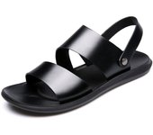 Nueva llegada zapatos de verano sandalias de hombre planas antideslizantes sandalias de vacaciones de verano negro marrón suave 39 negro