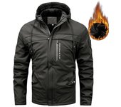 Chaqueta de algodón con capucha gruesa de invierno para exteriores, chaqueta acolchada informal para hombre M negro