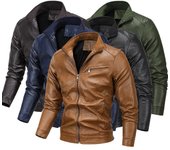 Chaqueta de cuero sintético para otoño e invierno, nueva chaqueta de cuero polar estilo locomotora para hombre, chaqueta informal juvenil de talla grande. M