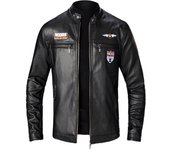 Chaqueta de cuero delgada de nuevo estilo Otoño Invierno para hombre abrigo de motocicleta de moda M negro