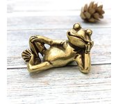 Mini estatua de rana de latón de la suerte Retro, adorno de escritorio, escritorio de oficina en casa, escultura decorativa exquisita, juguete de mano de bolsillo