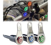 Interruptor de motocicleta, bocina de faro, Control de manillar, botón de montaje con luz LED, 1 ud. azul