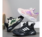 Zapatillas deportivas para niños, zapatillas deportivas para correr para niños, zapatillas de suela gruesa con botones giratorios, zapatillas casuales para niñas, zapatillas para caminar para niños 28 negro