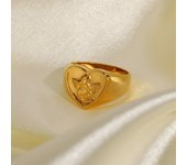 Anillos de ángel con forma de corazón de acero inoxidable 316L chapados en oro de 18 quilates para mujer, anillos gruesos retro, accesorios de joyería 6