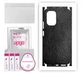 apgo Protective Skin Sticker for the back+sides compatible with Xiaomi Mi 11X Pro, Full Wrap Film, Foil, Vinyl - Pattern Black Leather