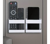 Soporte de pared para cargar teléfonos: soporte antideslizante y sin taladros para guardar teléfonos móviles y mandos a distancia. blanco