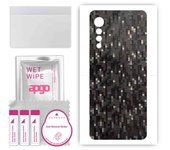 apgo Protective Skin Sticker for the back compatible with LG Velvet, Wrap Film, Foil, Vinyl - Pattern Carbon Black Pixel