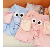 Pantalones de pijama para hombre, con decoración de elefante de dibujos animados, cintura elástica, pantalones cortos casuales con bolsillos reforzados, pantalones de dormir sueltos para parejas M color rosa