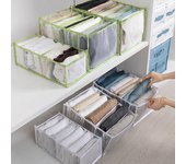 1PC armario ropa pantalones compartimento caja de almacenamiento camiseta Jeans cajón divisor apilamiento leggings 6 grid blanco