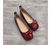 Bailarinas de moda para mujer, zapatos planos cómodos y antideslizantes, mocasines de cuero, elegantes zapatos con lazo para mujer, zapatos para madre. 35 rojo vino