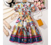 Vestido de verano para niñas de 7 a 12 años, nuevo estilo princesa, con flores y falda de manga corta. 130cm/8Y varios colores