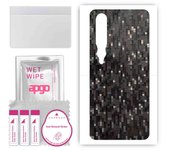 apgo Protective Skin Sticker for the back compatible with Xiaomi Mi 10 5G, Wrap Film, Foil, Vinyl - Pattern Carbon Black Pixel