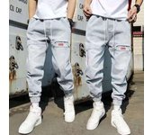 Pantalones vaqueros con cordón ajustable para hombre, resistentes al desgaste, con banda en el tobillo, para el tiempo libre, talla grande 5XL negro