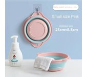 Cubo plegable portátil para lavado de cara, lavandería y viajes, lavabo de agua duradero y que ahorra espacio S color rosa