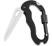 Mosquetón Navaja Negro 5 en 1 Acero Inoxidable Ergonómico Multifunción Mosquetón Llavero para