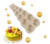 Molde de silicona para tartas, molde para chocolate, dulce de azúcar, grande, pequeño, de varios tamaños, con forma de bola de perla, herramienta para hornear en la cocina, para hacer tartas gris