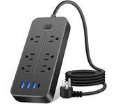 Regleta de enchufes con protección contra sobretensiones 10 en 1 con puertos USB, cable de 3,9 pies, protección multifuncional contra rayos US plug negro