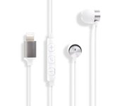 Auriculares para dormir FSC Auriculares para iPhone Auriculares Lightning MFi Micrófono con control remoto original Teletrabajo Trabajo en casa Auriculares Lightning iPhone 14 blanco