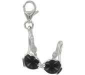 Les Trésors De Lily [Q4887] - Pendentif charm argent 'Soutien-Gorge' noir argenté (rhodié) - 15x14 mm negro