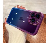 Funda de teléfono transparente a prueba de golpes con degradado de arcoíris para iPhone 14, 13, 12, 11 Pro Max, Xs Max, Xr Plus, funda protectora de cámara de metal de silicona For iPhone 12Pro Max
