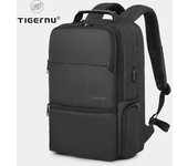 Mochila expandible Tigernu para hombre, mochilas para ordenador portátil de 15,6-19 pulgadas, mochila de viaje para hombre, bolsa de negocios de gran capacidad de 38L 15.6inch negro