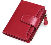 Carteras y monederos de cuero genuino para mujer, monederos RFID de moda para mujer, monederos, tarjeteros de identificación, monederos borgoña