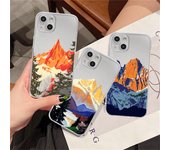 Funda transparente para Apple iPhone 14 11 13 12 Pro 7 8 Plus XR X XS Max 6 6S 13Pro Funda para teléfono Póster vintage de montaña y pico de lago iPhone 14 Plus