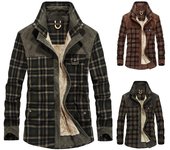Camisa de manga larga de invierno para hombre, chaqueta de terciopelo a cuadros, camisa sherpa M