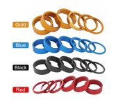Juego de 6 arandelas para auriculares de bicicleta, de aleación de aluminio, para horquilla delantera de bicicleta de montaña, espaciadores para manillar de bicicleta, junta de anillo negro