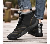 Botas de nieve de invierno para hombre y mujer, zapatos de algodón que mantienen el calor, zapatos de senderismo al aire libre, botines cálidos de felpa, zapatillas de deporte de talla grande para hombre 46 negro