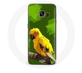 Coque pour samsung galaxy S6 edge Oiseaux de Perruches jaune Fond Vert