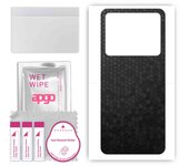 apgo Protective Skin Sticker for the back compatible with HTC U23, Wrap Film, Foil, Vinyl - Pattern Black Honeycomb