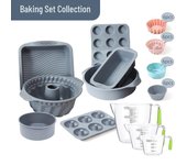 Juego de silicona para hornear de alta temperatura: Molde cuadrado para tartas, bandeja para tostadas, molde para muffins 6-piece donut gris