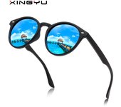 Gafas de sol polarizadas coloridas redondas de moda para hombres y mujeres europeas y americanas negro
