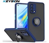 Funda mate KEYSION de moda para OPPO A74 A95 F19 Pro transparente a prueba de golpes anillo soporte funda trasera del teléfono para OPPO Reno 6 5 Lite 5F for OPPO A74 rojo