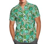 Camisa hawaiana de manga corta verde con estampado 3D de anime para hombre, talla 5XL, para playa y verano, talla 863 S