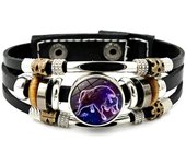 Pulsera Vintage luminosa de 12 constelaciones, signo del zodiaco, botón a presión, brazalete de cuero multicapa, joyería para hombres, regalos de cumpleaños