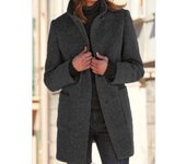 Nuevo abrigo de lana de otoño e invierno para mujer, con cuello alto, estilo retro, de color sólido, con forro. S