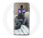 Coque pour Samsung Galaxy S5 Chat avec Lunettes de vue violettes