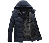 WannaWear-ropa de invierno a prueba de viento y lluvia para hombre, abrigo cálido de algodón con cuello, Parka gruesa, ropa larga XL negro